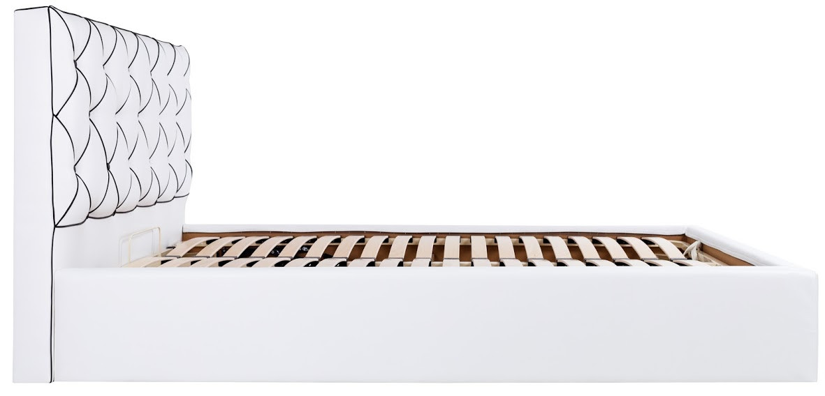 Белая стильная мягкая подъемная кровать подиум с изголовьем каретная стяжка Мелиса / Bed Melissa Richman 140х200 - фото 2 - id-p1828049337
