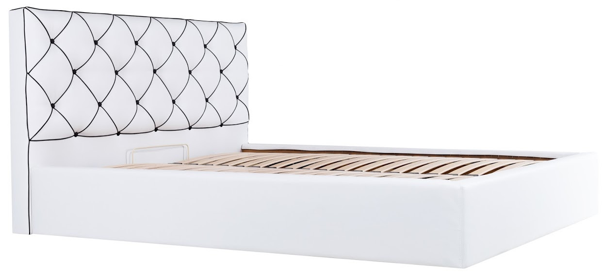 Белая стильная мягкая подъемная кровать подиум с изголовьем каретная стяжка Мелиса / Bed Melissa Richman 160х200 - фото 4 - id-p1828049339
