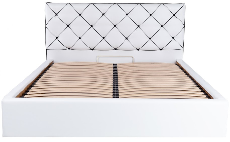 Белая стильная мягкая подъемная кровать подиум с изголовьем каретная стяжка Мелиса / Bed Melissa Richman 160х200 - фото 5 - id-p1828049339