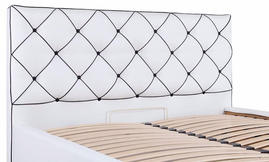 Белая стильная мягкая подъемная кровать подиум с изголовьем каретная стяжка Мелиса / Bed Melissa Richman 160х200 - фото 8 - id-p1828049339