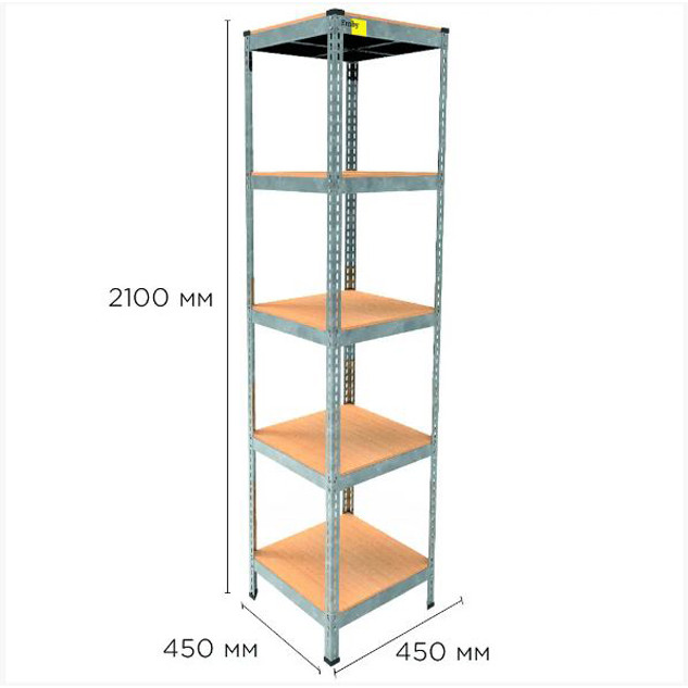 Стеллаж металлический MRL-2100 (450x450) оцинкованный - фото 1 - id-p1828064928