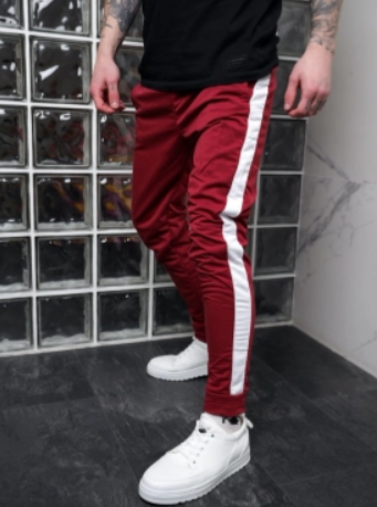 Чоловічі спортивні штани класичні з лампасами трикотажні Асос, розмір XS, S, M, L, XL, колір бордовий