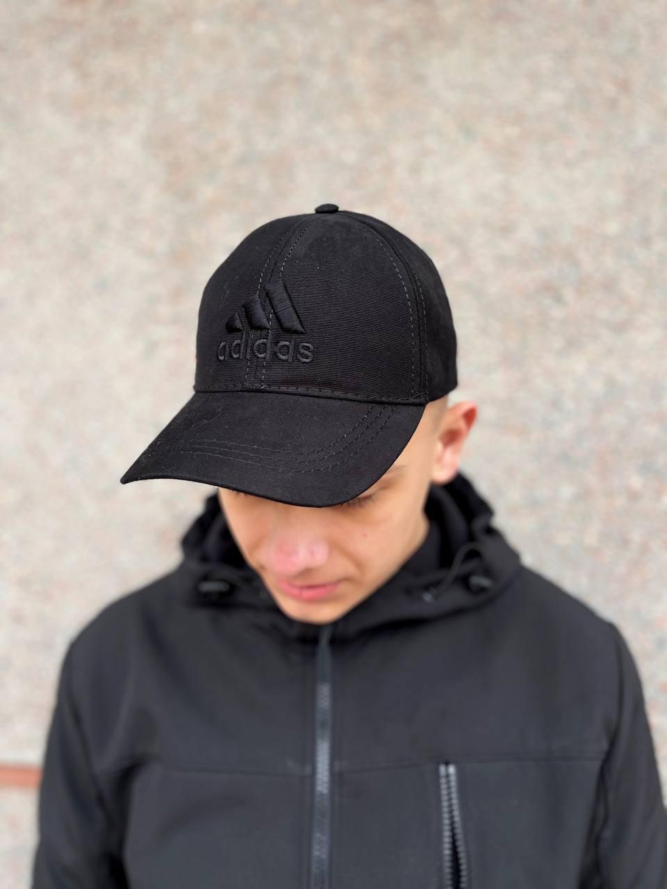 Чоловіча кепка Adidas котонова чорна ⁇ Бейсболка жіноча Адідас на літо