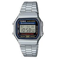 Часы наручные мужские Casio электронные квадратные стальные водонепроницаемые A168WA-1YES серебристые