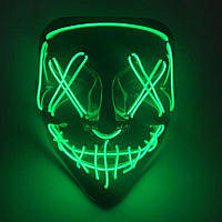Неоновая светодиодная маска, косплейная маска с пультом Зеленая