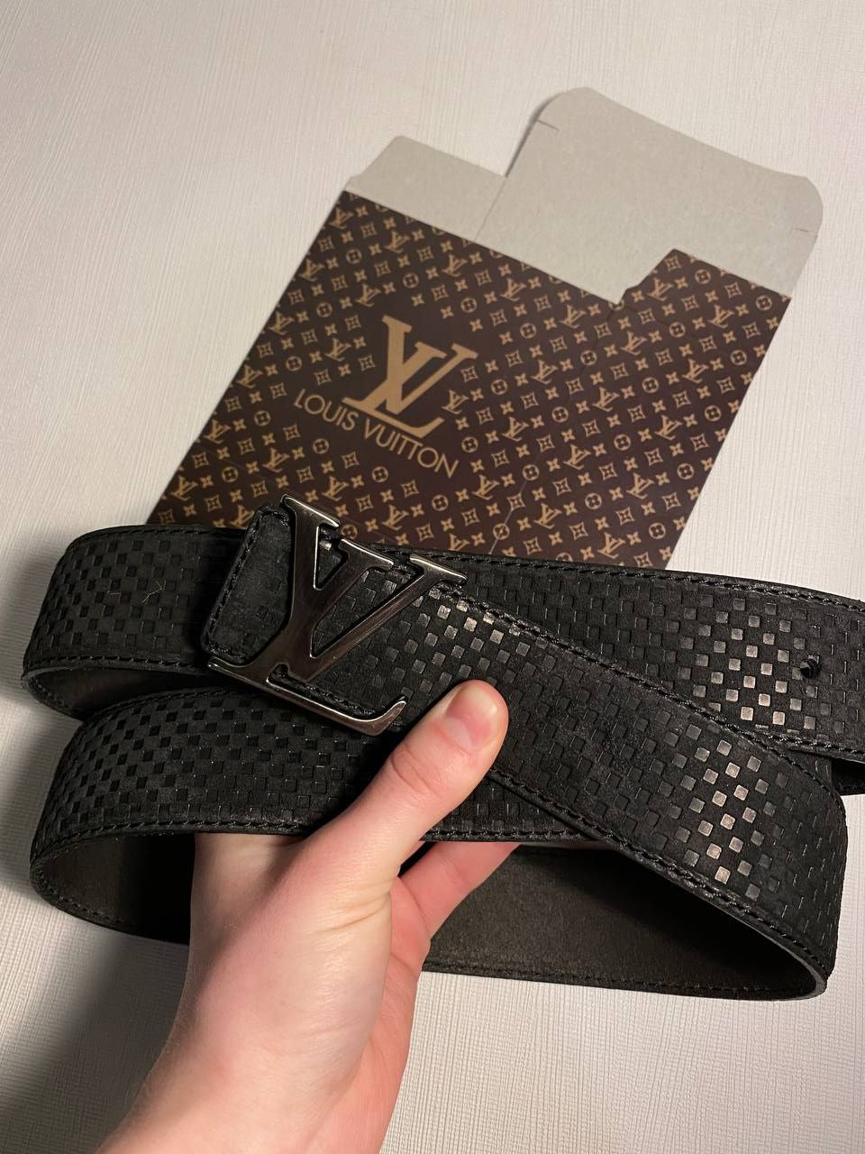 Ремінь чоловічий шкіряний, замш, чорний, LOUIS VUITTON, ширина 40 мм. 931369