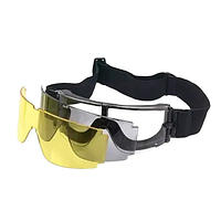 Защитные тактические очки маска Goggles с 3 сменными линзами (Black)