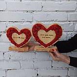 Серце з мохом та гравіюванням - подарунок навесілля молодятам, на річницю весілля дружині, батькам, друзям, фото 5