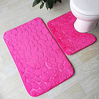 Набор 3Д ковриков в ванную комнату Камушки 2 шт розовый «Trifle-store»