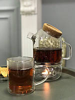 Кружка чашка двойное дно Olens "Мой чай" 375 мл DG2196 прозрачная