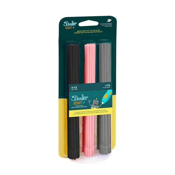 Набір стрижнів для 3D-ручки 3Doodler Start - Мікс (75 шт: чорний, рожевий, сірий) DS-ECO-MIX3-75