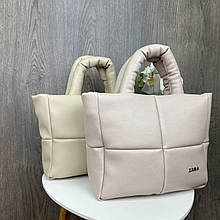 Жіноча дута сумочка на плече в стилі Зара, якісна м'яка класична сумка для дівчат Zara