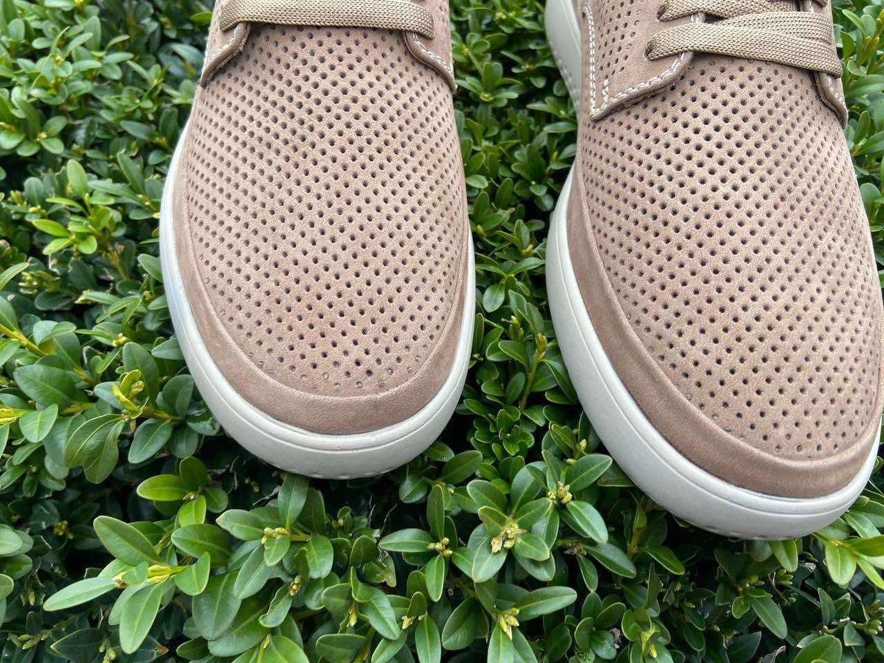 Мокасины мужские 41 размер кожаные туфли с перфорацией бежевые макасины летние слипоны в дырочку с шнурками - фото 8 - id-p1828166801