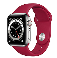 Силиконовый ремешок Sport Band 42/44/45 мм для электронных часов Apple Watch Эпл Вотч бордовый rose red