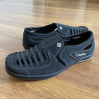Мужские летние туфли черные нубуковые прошитые повседневные (код 4180) 41