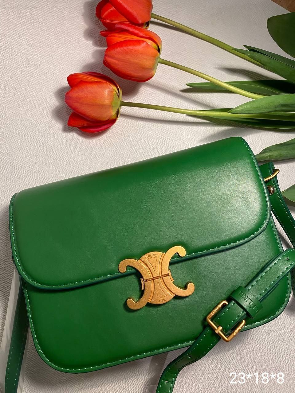 Жіноча сумка Celine, зелена, 23*18*8 см, 931374, фото 1