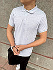 Чоловіча футболка поло сіра з лакости з коміром на ґудзиках на літо, фото 2