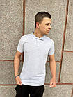 Чоловіча футболка поло сіра з лакости з коміром на ґудзиках на літо, фото 6