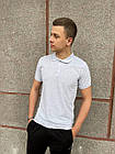 Чоловіча футболка поло сіра з лакости з коміром на ґудзиках на літо, фото 7