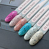 База GeliX Flake  с хлОпушками №8  молочна з рожевими та бірюзовими паєтками, фото 4