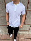 Чоловіча футболка поло біла з лакости з коміром на ґудзиках на літо, фото 3