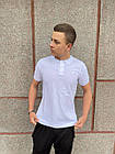 Чоловіча футболка поло біла з лакости з коміром на ґудзиках на літо, фото 6