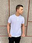 Чоловіча футболка поло біла з лакости з коміром на ґудзиках на літо, фото 5