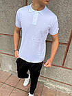 Чоловіча футболка поло біла з лакости з коміром на ґудзиках на літо, фото 2
