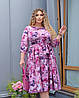 Сукня-міді насиченого рожевого кольору з квітковим принтом, з рукавом 3/4 (50-52), фото 3