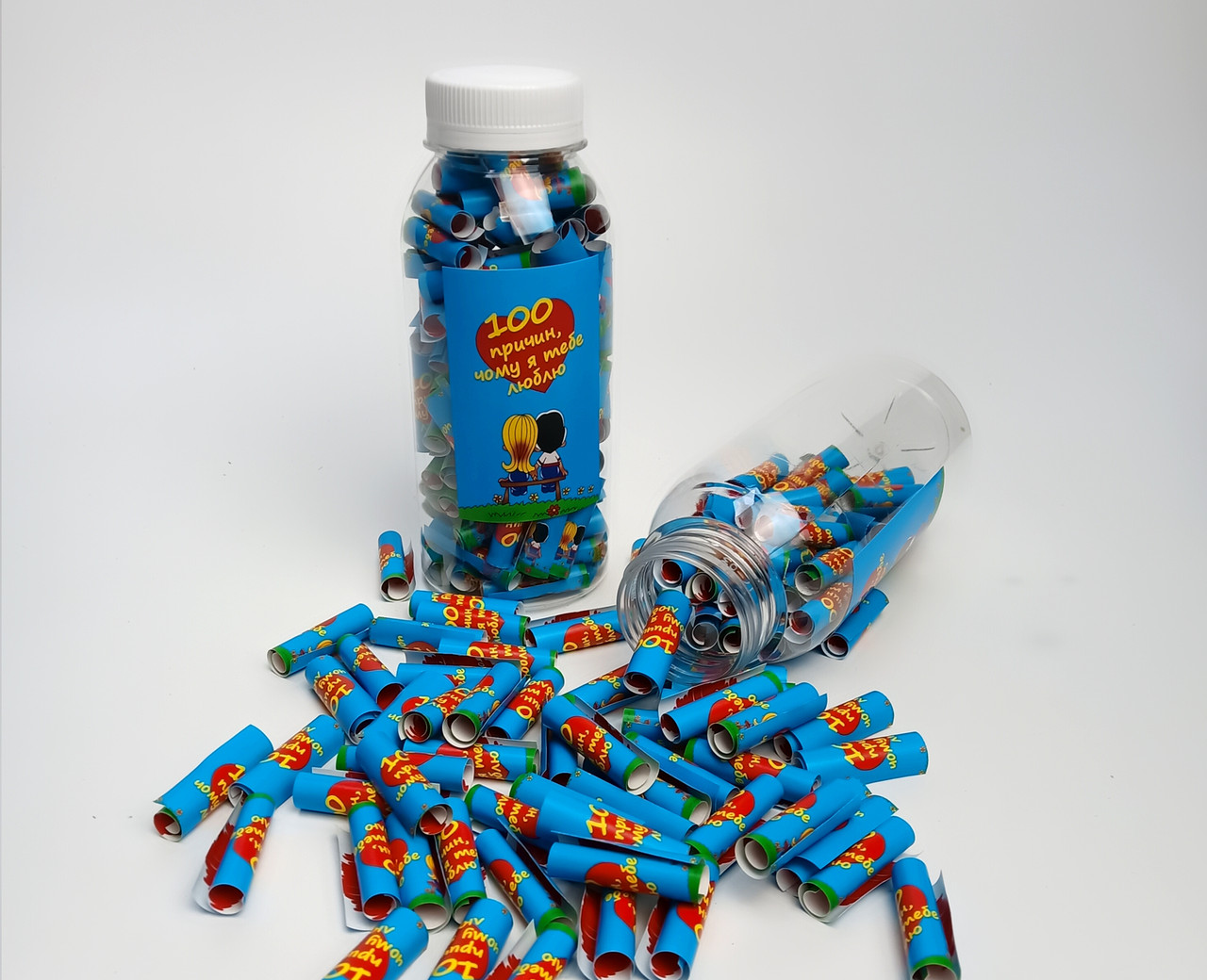 Баночка з записками “100 причин, чому я тебе люблю” - подарунок коханому, зізнання в коханні 14 лютого, фото 1