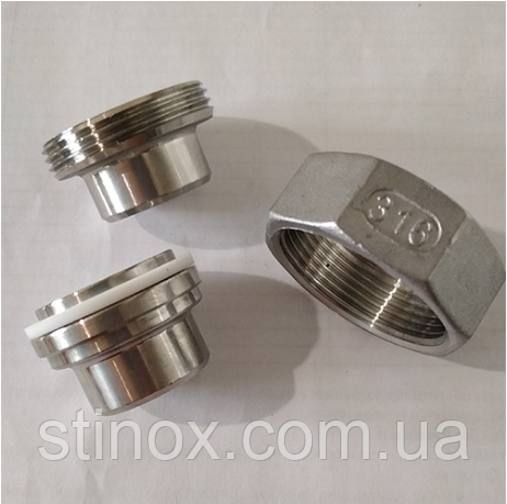 Американка нержавіюча  1 1/4 " (Ду32) зварка-зварка , муфта американка з нержавіючої сталі AISI 304 під прокладку