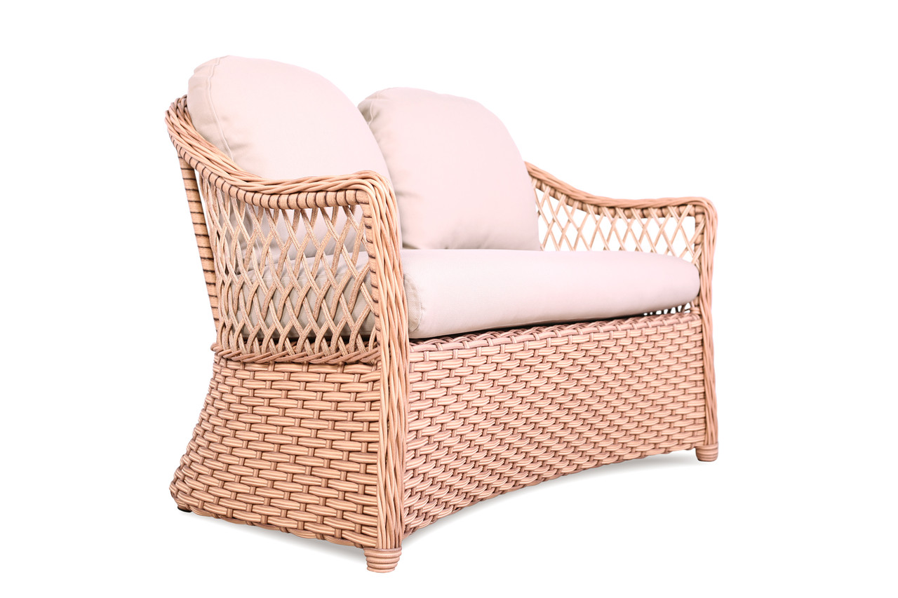 Диван 2-місний Прованс без текстилю каркас алюміній віск.ротанг Лоза, 131,5х77х85 см (Pradex ТМ), фото 1