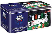 Набор для гри в Покер Tactic у металевій коробці 200 фішок (Texas Holdem Poker Set)