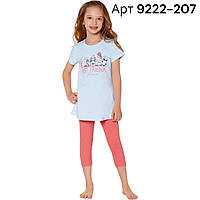 Пижама для девочки Baykar Турция детские пижамы для девочек летние хлопковые лосины Голубой арт 9222-207
