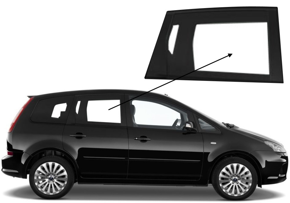 Бічне скло Ford C-Max 2003-2009 задніх дверей праве, фото 1