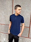 Чоловіча футболка поло синя з лакости з коміром на ґудзиках на літо, фото 2