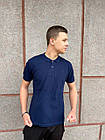 Чоловіча футболка поло синя з лакости з коміром на ґудзиках на літо, фото 3