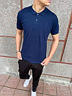 Чоловіча футболка поло синя з лакости з коміром на ґудзиках на літо, фото 4