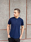 Чоловіча футболка поло синя з лакости з коміром на ґудзиках на літо, фото 7