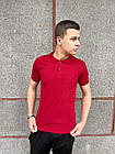 Чоловіча футболка поло червона з лакости з коміром на ґудзиках на літо, фото 4