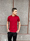 Чоловіча футболка поло червона з лакости з коміром на ґудзиках на літо, фото 3