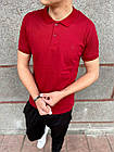 Чоловіча футболка поло червона з лакости з коміром на ґудзиках на літо, фото 6