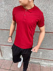 Чоловіча футболка поло червона з лакости з коміром на ґудзиках на літо, фото 2