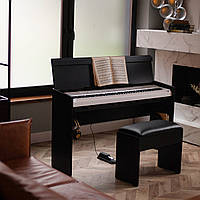 П-подібна стійка для цифрового піаніно з кришкою та пюпітром, чорна