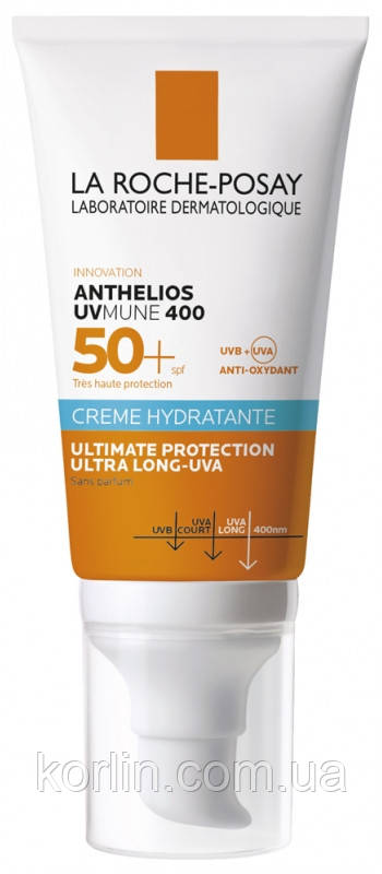 La Roche-Posay Anthelios UVMune 400 SPF50+ Hydrating Cream Сонцезахисний зволожувальний крем для обличчя Франція
