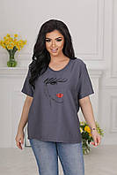 Женская футболка блузка лен летняя лёгкая большие размеры