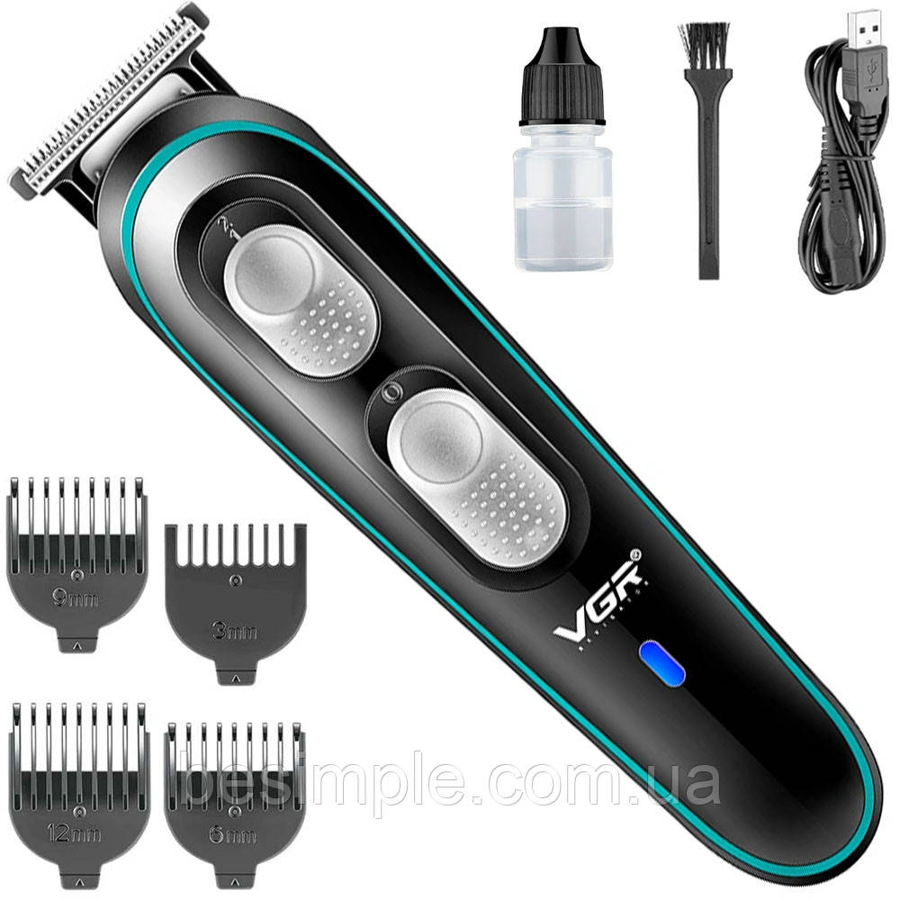 Тример для стрижки волосся з USB та 4 насадками V-055 / Машинка для стрижки волосся акумуляторна, фото 1