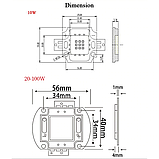 No169 Ультрафіолетовий Світлодіод 30 ватів УФ 30-36 вольт 395 нм/UV LED 30W 36V 395nm, фото 6