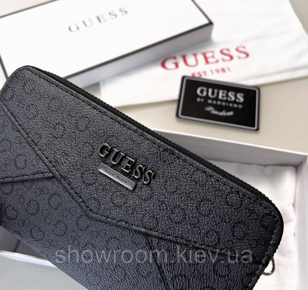 Жіночий гаманець на змійці Guess (7595) сірий