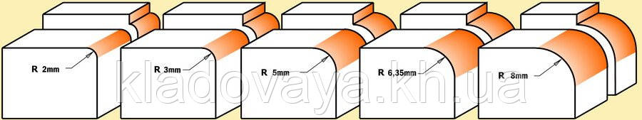 Фреза CMT радиусная кромочная со сменным ножом и подшипником R6,35-D28,5-l24-L67-z2-s8 - фото 2 - id-p309881427